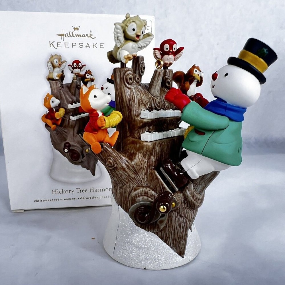 Hallmark Keepsake Ornament Hickory Tree Harmony 2011 Snowman Light Sound Motion